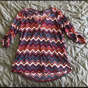 3/4 Sleeve Shirt with Button Down Vee Neck